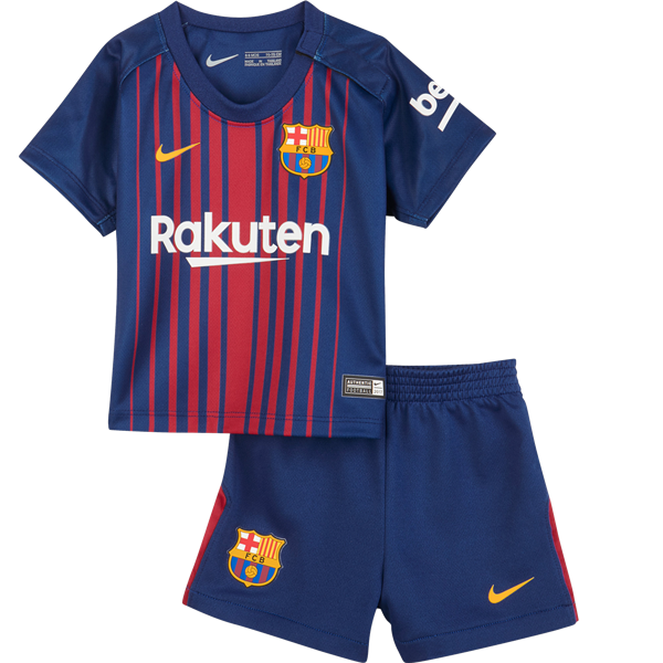 Kids Barcelona 2017-18 Home Soccer Shirt With Shorts